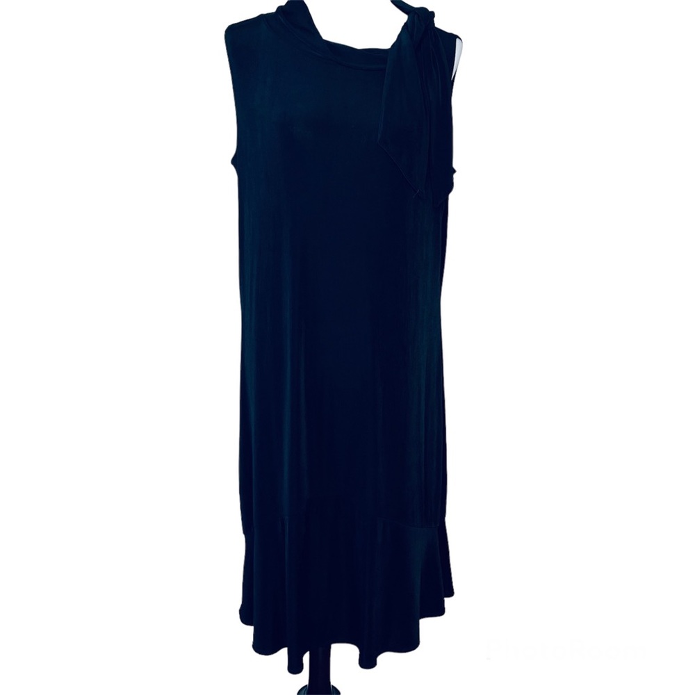 Chico’s travelers sleeveless Noel dress NWT black tie shoulder midi size 3
